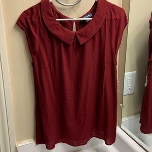 ModCloth Peter Pan Collar Maroon Blouse size L